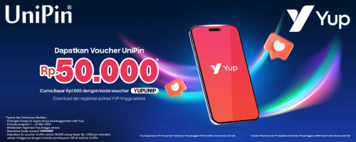 Nikmati Promo Spesial Yup x UniPin, Dapatkan Voucher UniPin Rp50.000 Cuma Bayar Rp1.000!